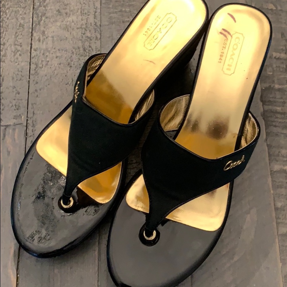 Coach wedges black size 9 1/2.